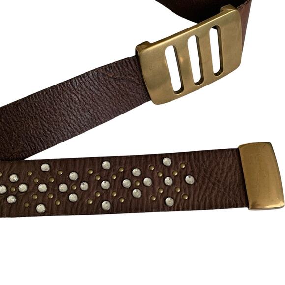 Linea Pelle Brown Leather Brass Ring Hip Belt Small main image 6